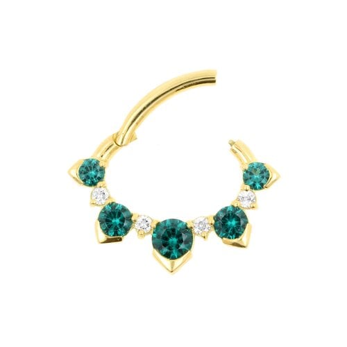 18 Karaats Gouden Daith Clicker - Pyramid Gems Dark Afghan Tourmaline 18 Karaats Gouden Daith Clicker - Pyramid Gems Dark Afghan Tourmaline