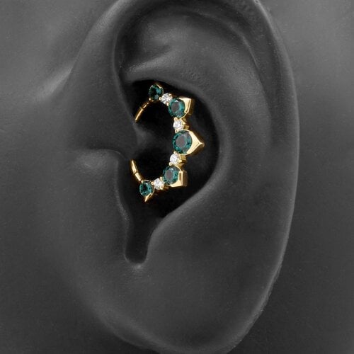 18 Karaats Gouden Daith Clicker - Pyramid Gems Dark Afghan Tourmaline 18 Karaats Gouden Daith Clicker - Pyramid Gems Dark Afghan Tourmaline