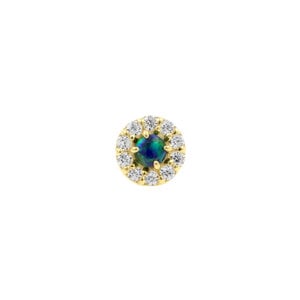 18 Karat Gold Zirconia Opaal Disc Black Opal 4MM