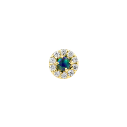 18 Karat Gold Zirconia Opaal Disc Black Opal 4MM