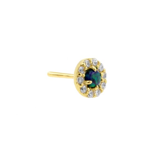 18 Karat Gold Zirconia Opaal Disc Black Opal 4MM