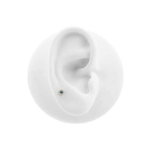 18 Karat Gold Zirconia Opaal Disc Black Opal 4MM