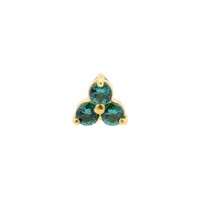 18 Karat Gold Dark Afghan Tourmaline Trinity 2.5MM