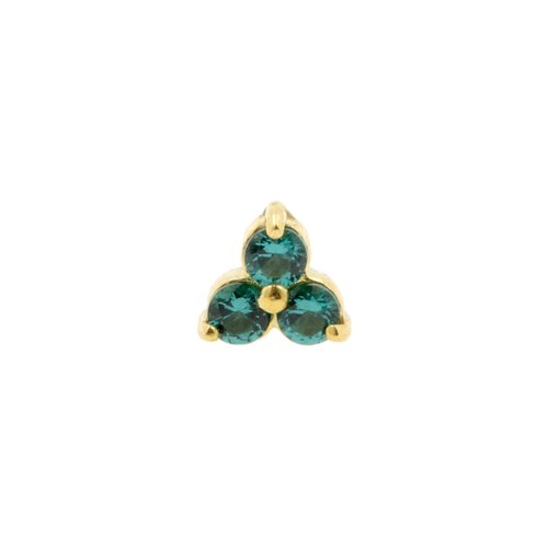 18 Karat Gold Dark Afghan Tourmaline Trinity 2.5MM 18 Karat Gold Dark Afghan Tourmaline Trinity 2.5MM