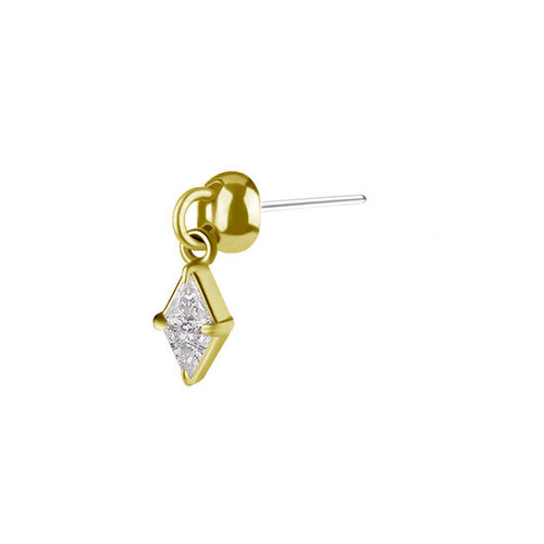 18 Karat Gold Helix Dangle - Zirconia Diamond Gold