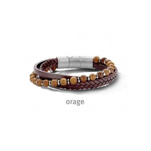 Orage A/5414/21 Armband heren leder bruin staal Orage A/5414/21 Armband heren leder bruin staal