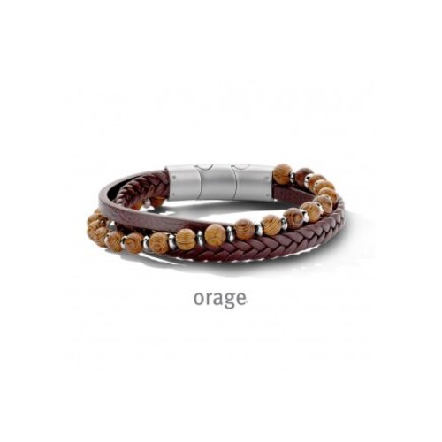 Orage A/5414/21 Armband heren leder bruin staal Orage A/5414/21 Armband heren leder bruin staal