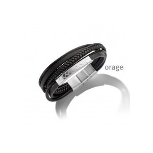 Orage A/2511/21 Armband heren leder zwart staal