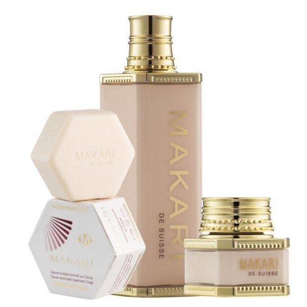 Makari Makari - Luxueuze trio set - Bevat de bestverkochte kaviaarzeep - Verzorgt en voedt de huid intensief -