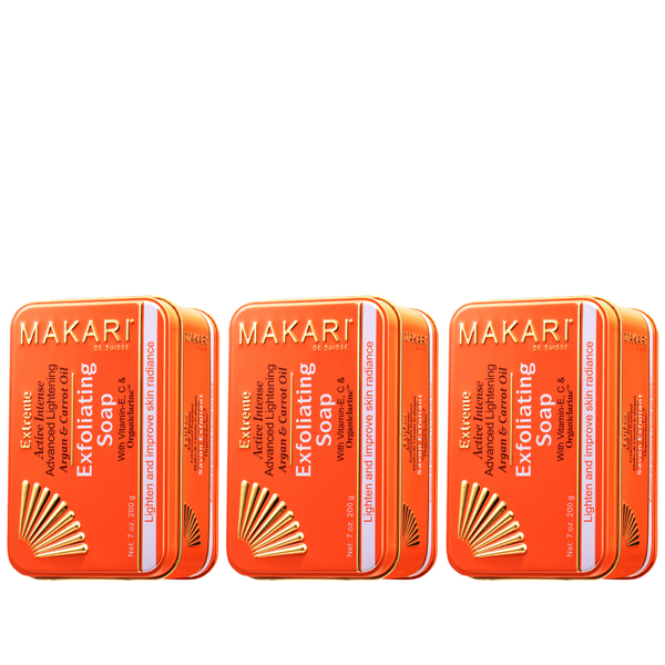 Makari Makari - set van drie krachtige exfoliërende zepen - Verwijdert effectief vuil en onzuiverheden - Resulteert in frisse en schone huid
