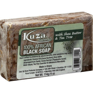 Kuza 100% African Black Soap with Shea Butter & Tea Tree (4oz)