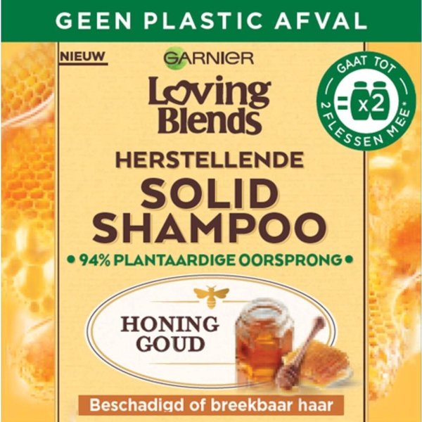 Garnier Garnier - Vaste shampoo – Voedt droog en breekbaar haar – Bevat natuurlijke honing – Milieuvriendelijk zonder plastic