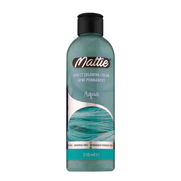 Mattie Mattie - Haarkleuring creme - Levendige blauwe kleur zonder ammoniak - Vervaagt naar pastelblauw - Voedt en herstelt het haar - Aqua - 210ml