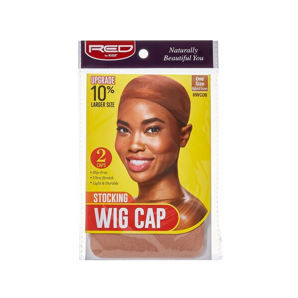 Red by Kiss Stocking Wig Cap 2PCS (Natural Brown)