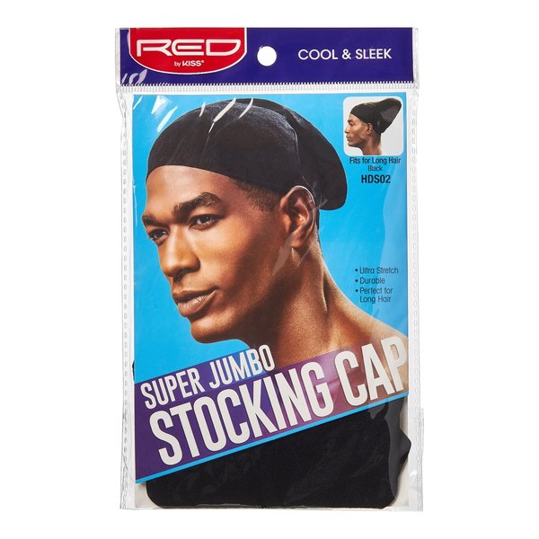 Red by Kiss Red by Kiss - Haarkap jumbo zwart – Extra groot voor dik en lang haar – Voorkomt pluizen en haarbreuk – Comfortabel en ademend – 1 stuk