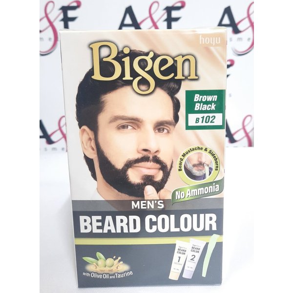 Bigen Bigen - Baardkleur Brown Black (B102) - Dekt grijze haren natuurlijk - Vlekt niet op de huid - Eenvoudig aan te brengen met kam - 1x toepassing