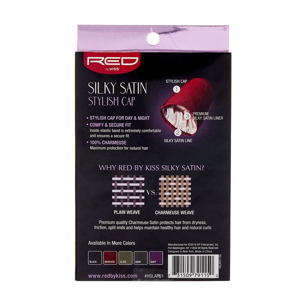 Red by Kiss Red by Kiss - Satijnen slaapmuts zwart– Voorkomt breuk en uitdroging – Beschermt tegen klitten en kroezen – Comfortabele pasvorm voor elk haartype – X-Large