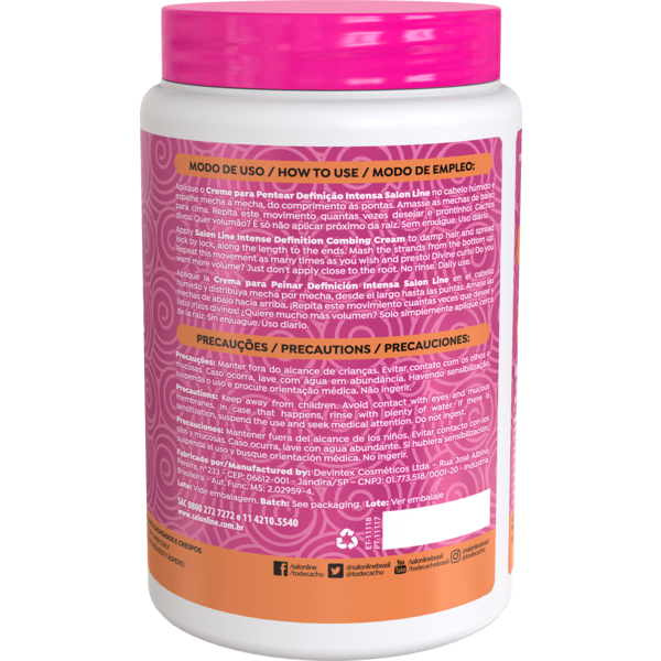 Salon Line Salon Line - Combing Cream - Definieert en verlengt krullen - Hydrateert en verzacht zonder plakkerigheid - 1kg