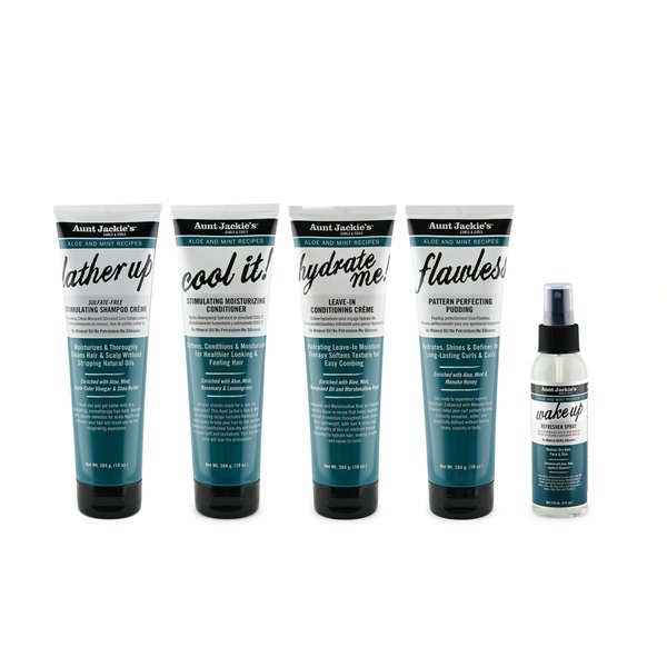 Aunt Jackie's Aunt Jackie's - Aloe & Mint set - Hydrateert en kalmeert haar en huid - Verfrist, maakt haar zacht en beheersbaar - 5 producten