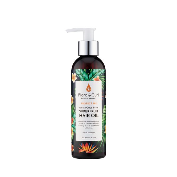 Flora & Curl Flora & Curl - Voedende haarolie - Hydrateert en beschermt - Verrijkt met fruit- en plantenolien - Verbetert glans en zachtheid - 100ml