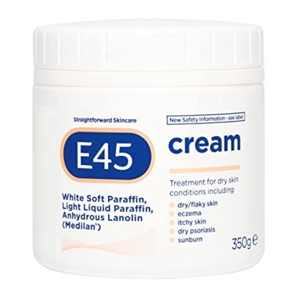 E45 E45 - Hydraterende creme - Diepe hydratatie en verzachting van de huid - Helpt bij behandeling van eczeem en dermatitis - 350g
