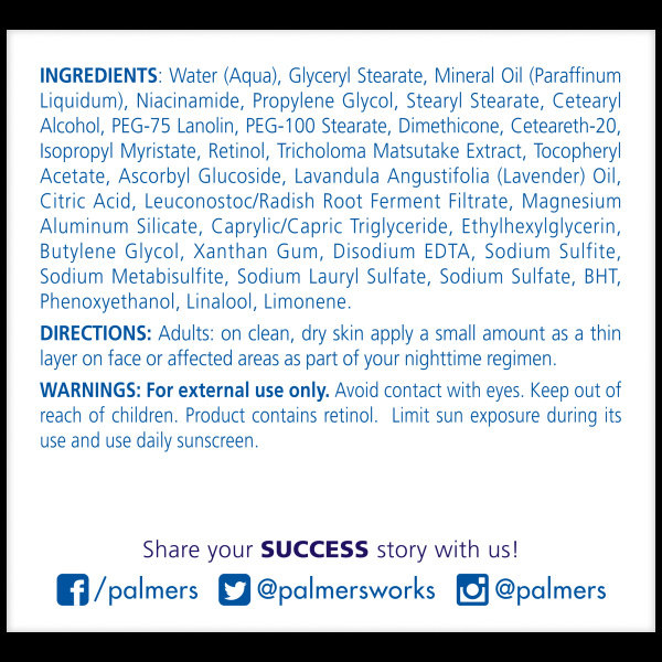 Palmer's Palmer's - Nachtcreme huid – Vervaagt donkere vlekken en verkleuring – Egaliseert en verheldert teint – Verbetert huidstructuur en glans – 75g
