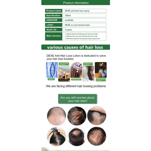 Dexe Dexe - Haarverzorgingslotion - Vermindert haaruitval, stimuleert haargroei - Voedt hoofdhuid en versterkt de haarwortels - Man/vrouw - 120ml