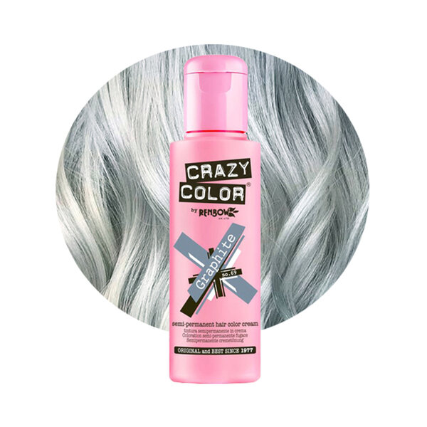 Crazy Color Crazy Color - Graphite haarkleuring - Levendige lichtgrijze kleur met koele ondertonen - Verzorgt met avocado-, frambozenzaad- en zonnebloemolie - 100ml