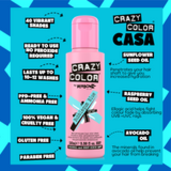 Crazy Color Crazy Color BUBBLEGUM BLUE Semi-Permanent Pastel Blue Hair Dye 100ml