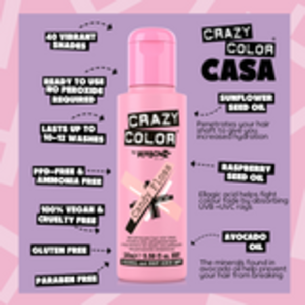 Crazy Color Crazy Color - Haarkleuring Candy Floss - Delicate roze pastelkleur - Gemakkelijk aan te brengen en verzorgend - 100ml