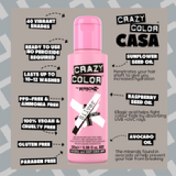 Crazy Color Crazy Color - Haarkleur - Koele zilvergrijze tint zonder ammoniak - Verzorgt en hydrateert tijdens het kleuren - 100ml