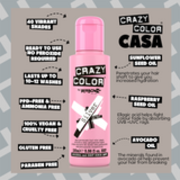 Crazy Color Crazy Color SILVER Semi-Permanent Cool Grey Hair Dye 100ml