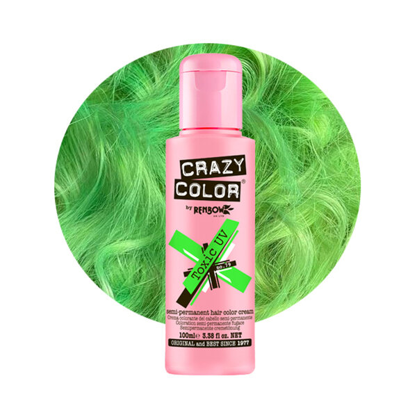 Crazy Color Crazy Color TOXIC UV Semi-Permanent Neon Green Hair Dye 100ml