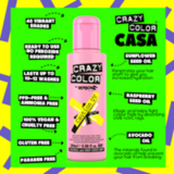 Crazy Color Crazy Color CAUTION UV Semi-Permanent UV Yellow Hair Dye 100ml