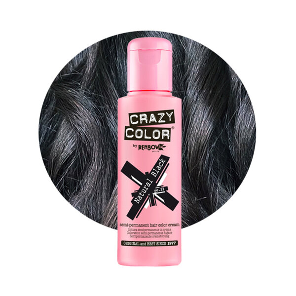 Crazy Color Crazy Color NATURAL BLACK Semi-Permanent Brown Black Hair Dye 100ml
