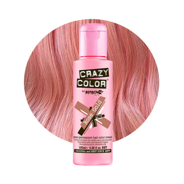 Crazy Color Crazy Color ROSE GOLD Semi-Permanent Metallic Pink Hair Dye 100ml