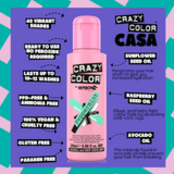 Crazy Color Crazy Color PEPPERMINT Semi-Permanent Pastel Mint Hair Dye 100ml