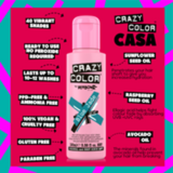Crazy Color Crazy Color - Haarkleuring BLUE JADE - Intens teal-blauwe kleur met voedende olien - Zonder ammoniak of peroxide - 100ml