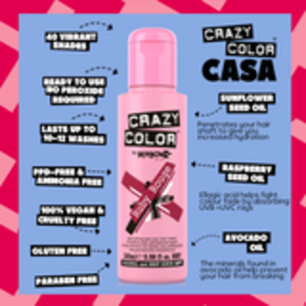 Crazy Color Crazy Color RUBY ROUGE Semi-Permanent Dramatic Red Hair Dye100ml