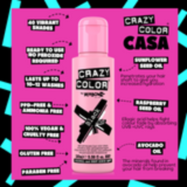 Crazy Color Crazy Color BLACK Semi-Permanent Blue-Black Hair Dye 100ml