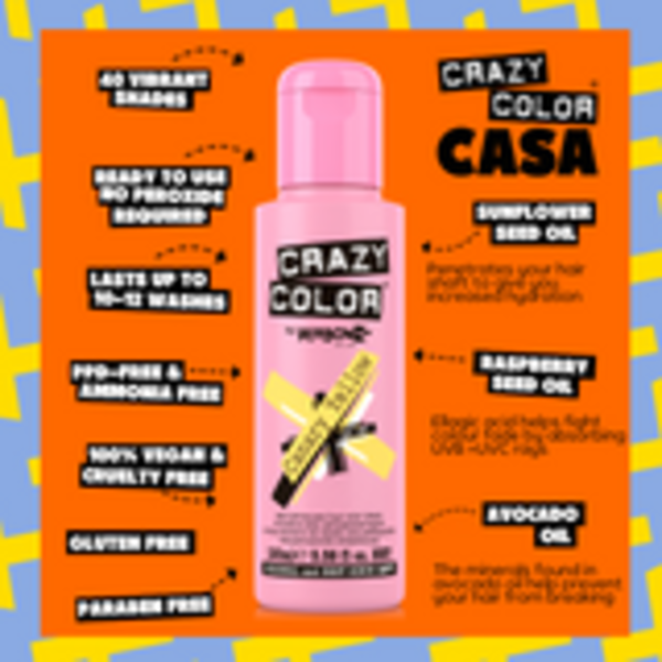 Crazy Color Crazy Color CANARY YELLOW Semi-Permanent Sunflower Yellow Hair Dye 100ml