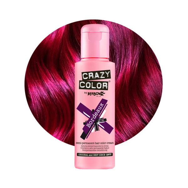 Crazy Color Crazy Color - Haarverf - Geeft diepe bordeauxrode tint - Semi-permanent zonder ontwikkelaar - Laat haar zacht en glanzend achter - 100ml