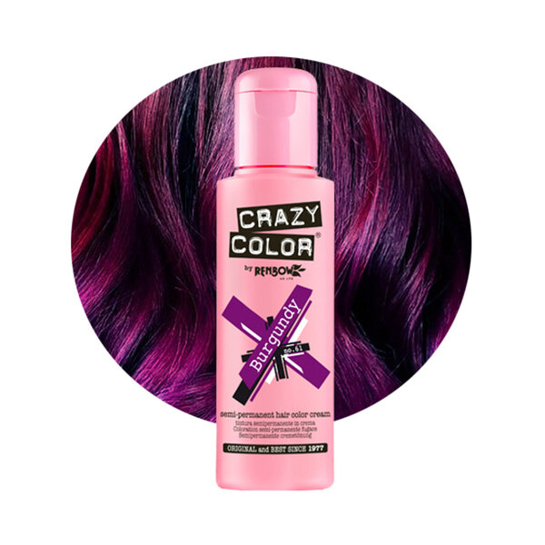 Crazy Color Crazy Color BURGUNDY Semi-Permanent Rich Purple Hair Dye 100ml