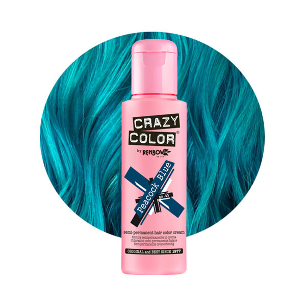 Crazy Color Crazy Color - Haarkleur Peacock Blue - Geeft intense teal tint - Voedt met natuurlijke oliën - Directe toepassing zonder developer - 100ml