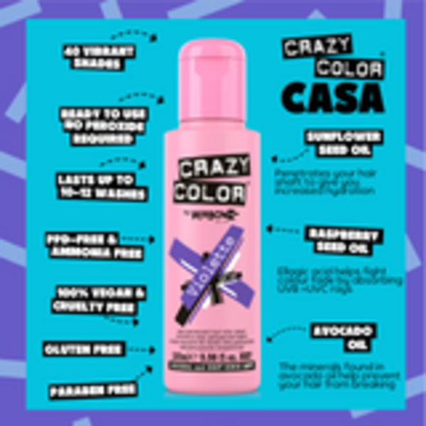 Crazy Color Crazy Color VIOLETTE Semi-Permanent Deep Purple Hair Dye 100ml