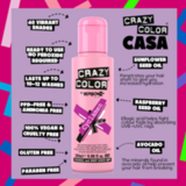 Crazy Color Crazy Color CYCLAMEN Semi-Permanent Deep Pink Hair Dye 100ml