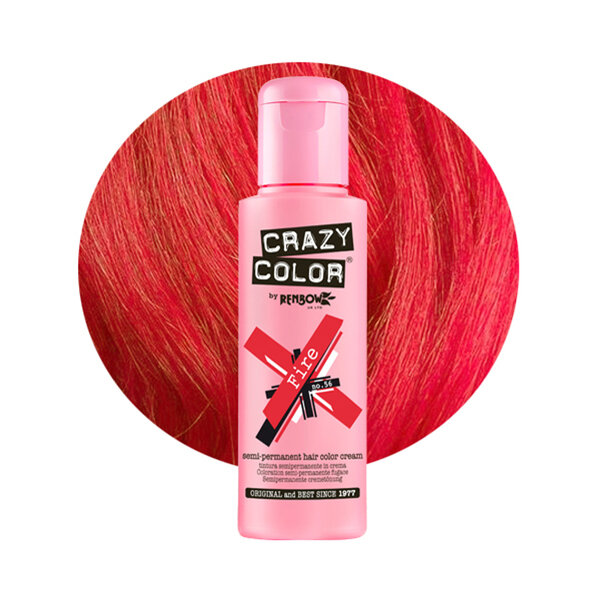 Crazy Color Crazy Color - Haarkleur FIRE – Geeft intens vuurrood resultaat – Voedt met natuurlijke oliën – Vervaagt geleidelijk zonder schade – 100ml