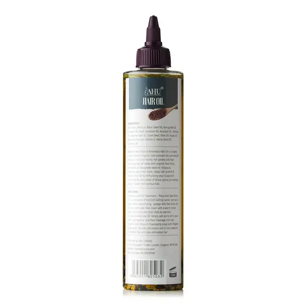 AHU AHU - Natuurlijke haarolie - Stimuleert haargroei en voorkomt haaruitval - Voorkomt vroegtijdig grijs haar en roos - 300ml