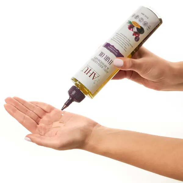 AHU AHU - Natuurlijke haarolie - Stimuleert haargroei en voorkomt haaruitval - Voorkomt vroegtijdig grijs haar en roos - 300ml