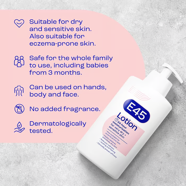 E45 E45 Moisturising Lotion 500ml – Daily Hydration for Dry & Sensitive Skin
